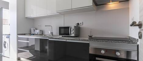 Fridge, microwave, oven, dishwasher