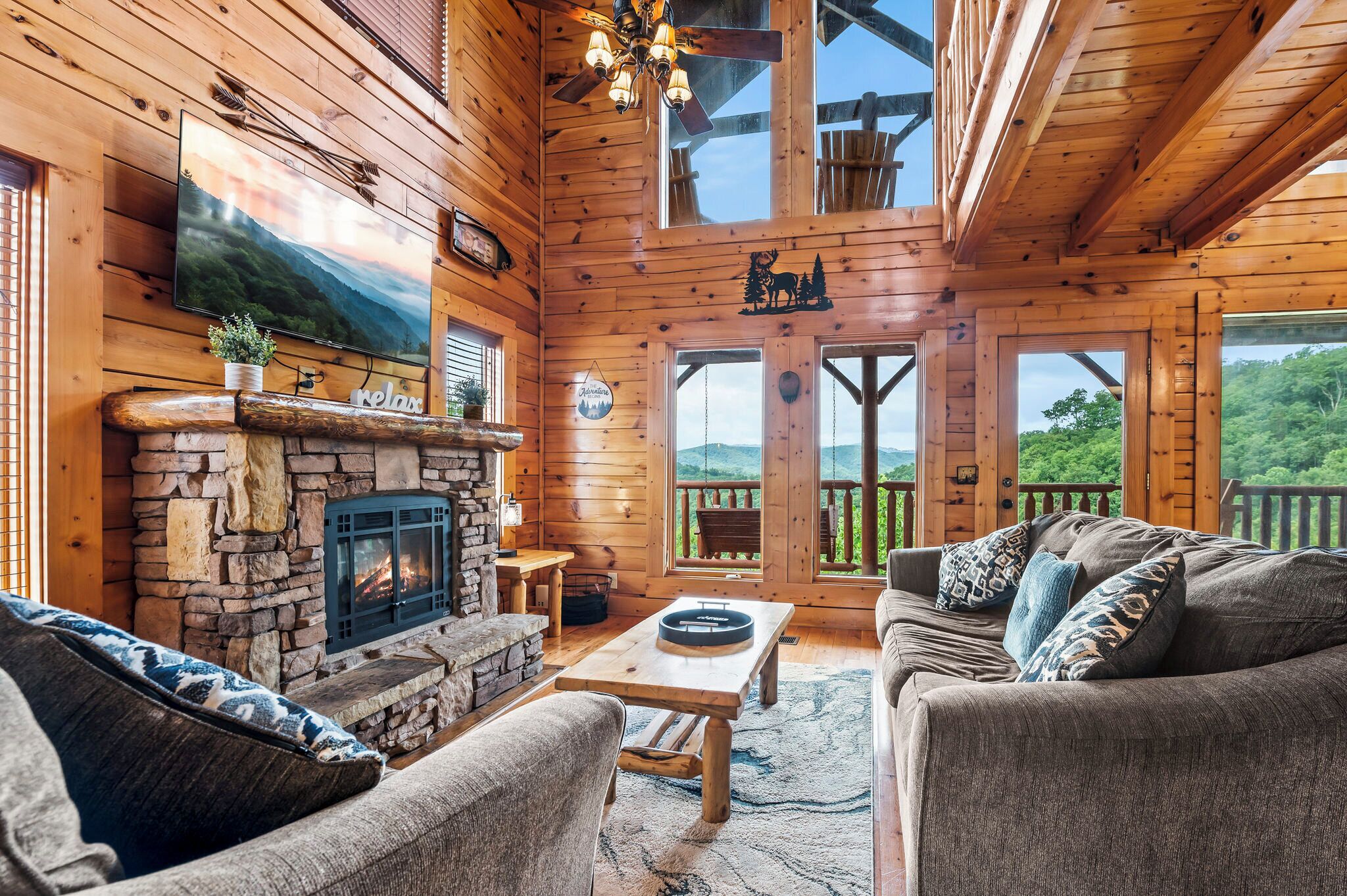 Smart TV, fireplace, table tennis, books