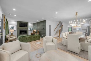 TV, fireplace, offices