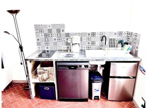 Refrigerador, microondas, horno y parrilla de estufa 