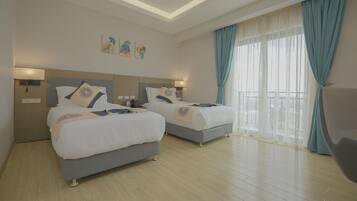 Standard Twin Room | Minibar, in-room safe, desk, laptop workspace