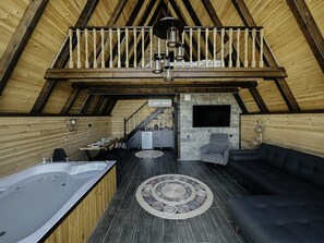 Bungalow, Poolzugang, Meerblick | Wohnbereich