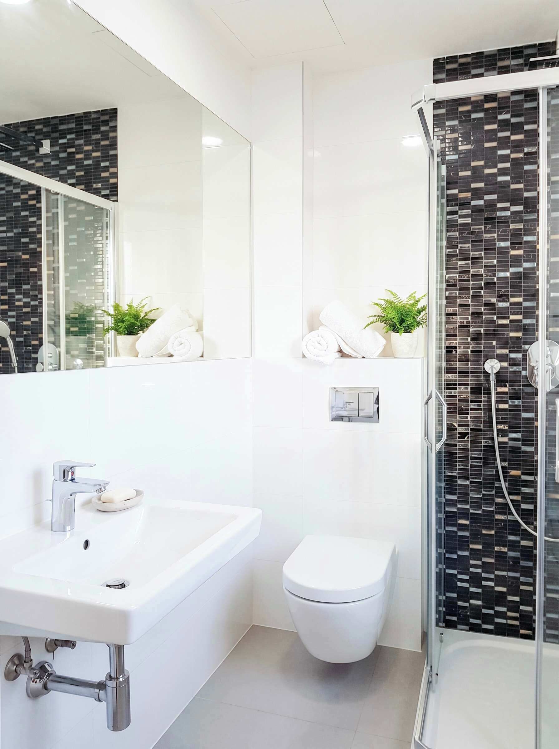 Shower, free toiletries, hair dryer