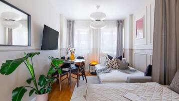 1 bedroom, iron/ironing board, travel crib, WiFi