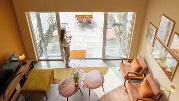 Deluxe Apartment, 2 Bedrooms, Terrace, Garden View | Living area | Smart TV, Netflix, streaming services