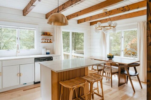 Swan Lake Lakefront Cozy Modern Home w/ cabana, central air, kids room. 
