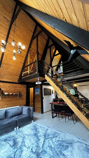 Minibar, decoración personalizada, muebles diferentes y escritorio