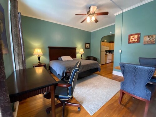 Furnished efficiency for healthcare workers and executives in historic downtown.