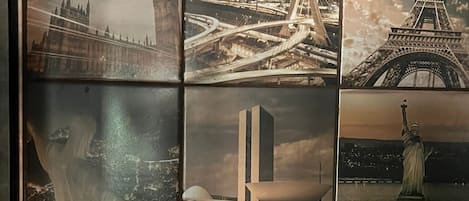 A collage of famous bridges and landmarks, including the Eiffel Tower, the Brooklyn Bridge, and the London Eye.