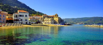 While Attic in a medioeval town above the coast with breath taking view 