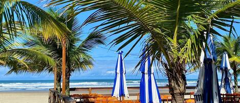 On the beach, white sand