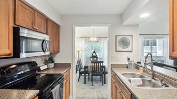 Fridge, microwave, stovetop, dishwasher