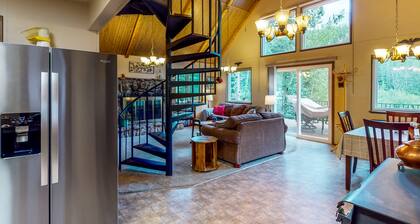 Charming A-frame cabin next to stream on 3 acres
