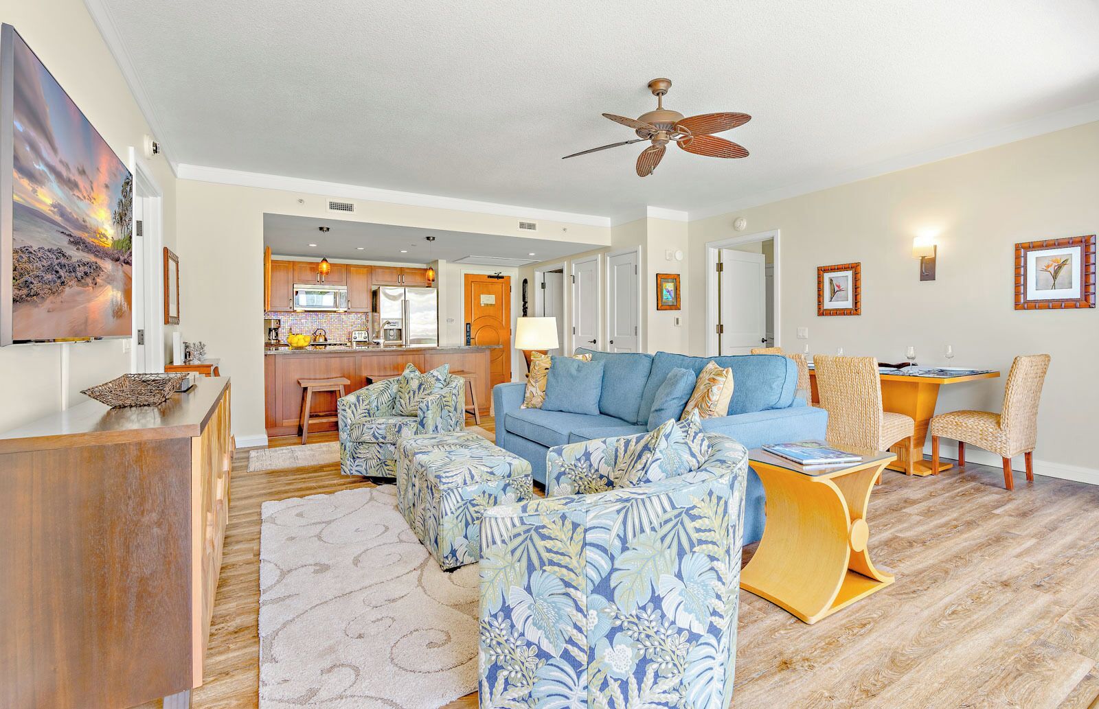 TV, DVD player, stereo