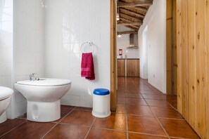Shower, towels - Holiday Home 'Adega Maciel' with Sea View, Private Terrace and Wi-Fi (Lajido)