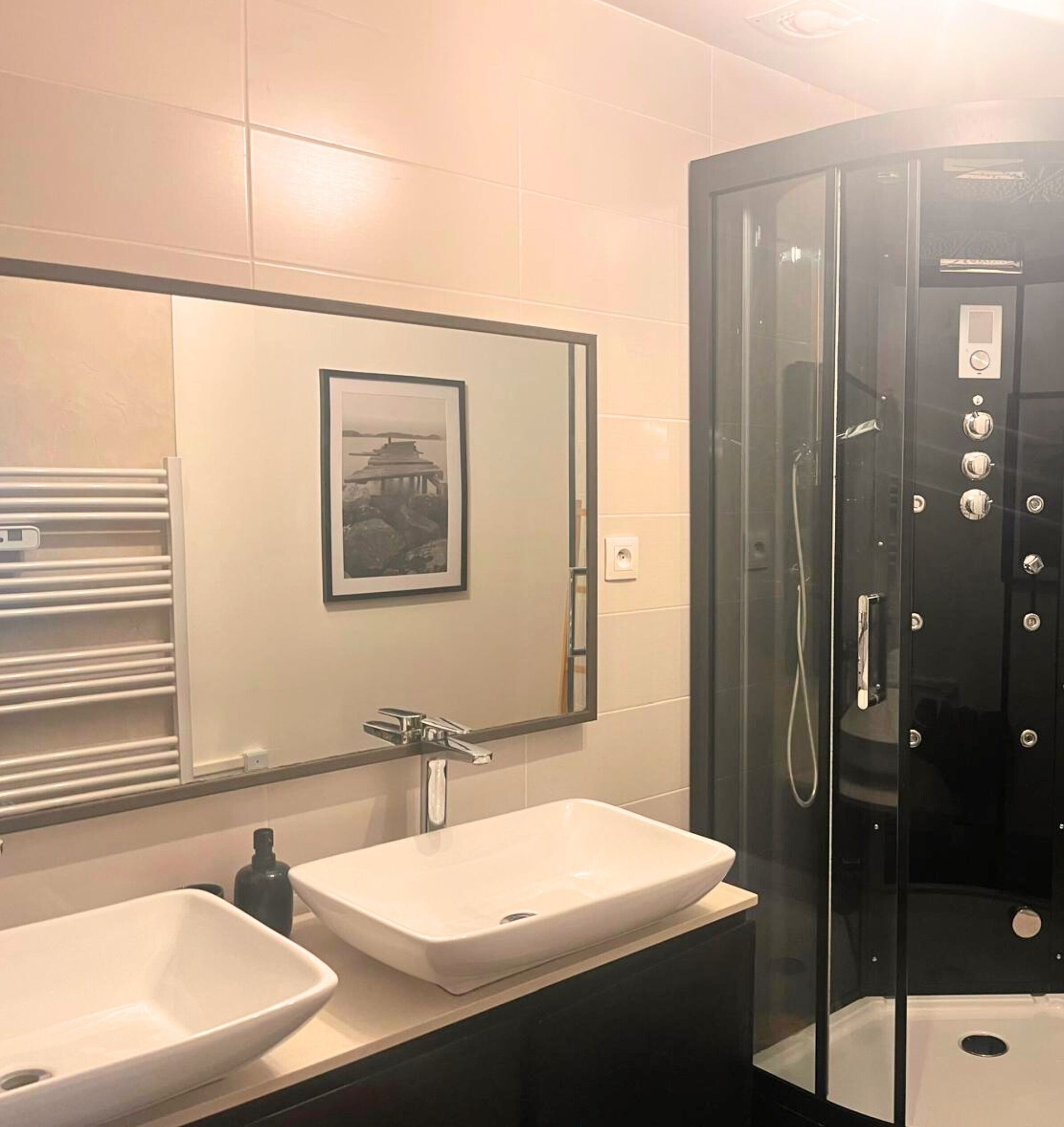 The Jk Experience Spa | Bathroom | Hair dryer, towels, soap, toilet paper