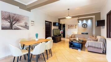 TV, lareira, DVD player, livros