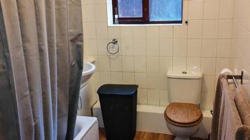 Duschwanne, Komfortbadewanne, Haartrockner, Handtücher