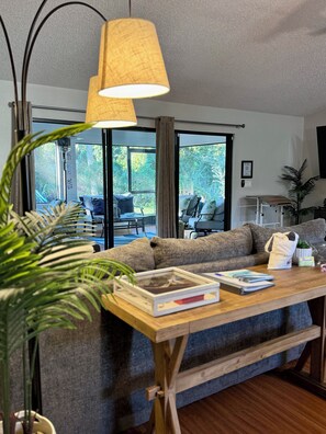 Smart-TV, Kamin, Videospiele, Bücher