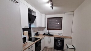 Apartamento, 2 camas Queen | Cozinha privada | Geladeira, micro-ondas, fogão, cooktop