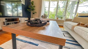 Smart TV, caminetto, videogiochi, tavolo da calcetto