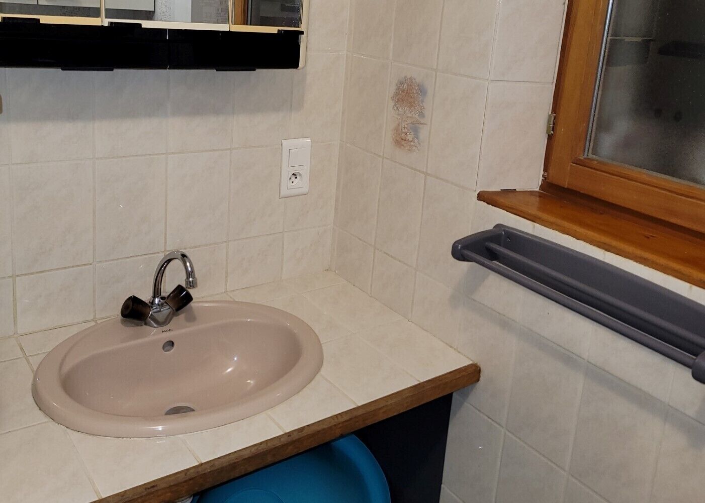 Shower, hair dryer, towels, toilet paper