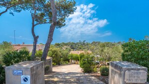 A pathway leading to a building with a sign reading "Carrer de sa Punta des Baus."