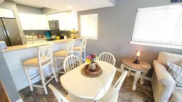 Condo, Multiple Beds, Kitchen, Pool View | Dining