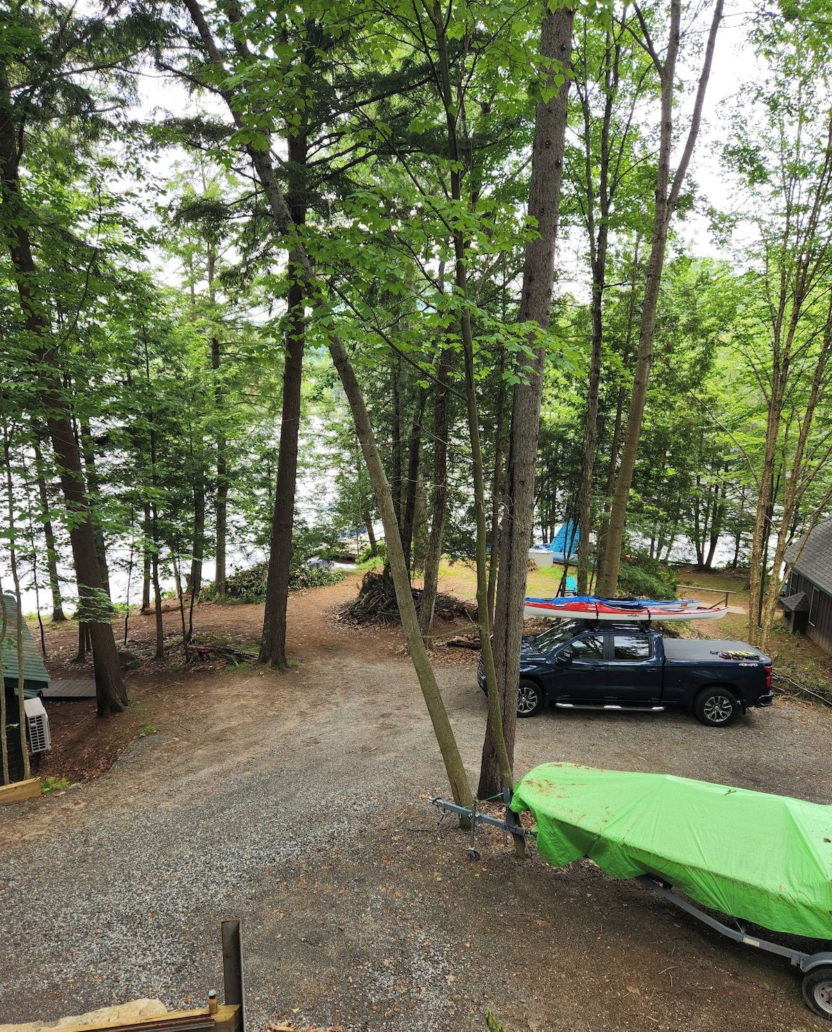 View of the property and Lake Flower from the raised deck.