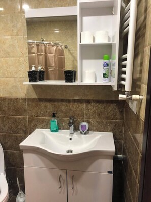 Shower, hair dryer, bathrobes, towels - Beachfront apartment with mountain and sea views (Gonio)