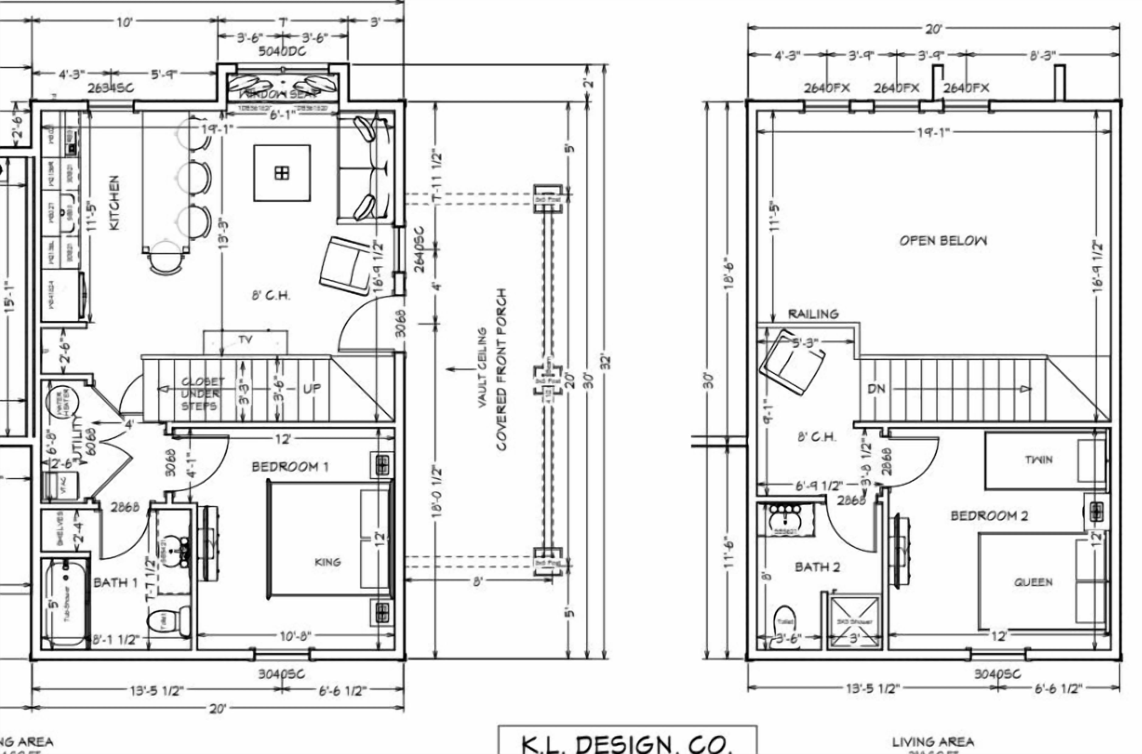 A floor plan of a hotel with two bedrooms, a bathroom, a kitchen, and a living area.