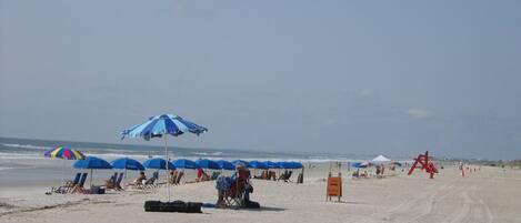 Sun-loungers, beach towels