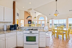 Fridge, microwave, oven, stovetop - Ocean Escape: Oceanside, pool, hot tub, pool table, easy beach access (Kill Devil Hills)