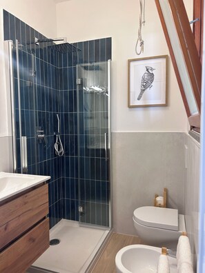 Shower, hair dryer, bidet, towels - Sea view Terrace, Pool, Direct Sea Access in Residence with Tennis (Rosignano Marittimo)