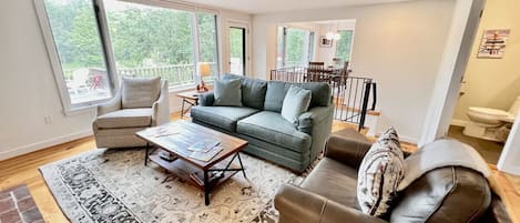 Smart TV, lareira, livros