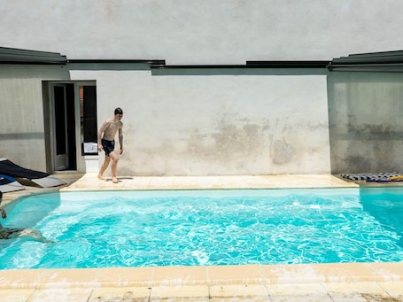 Pool. Nature getaway at Les Chênes, family lodge with shared pool