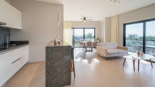 TV, offices - Kippal Apartamento con vista al mar (San Miguel de Cozumel)