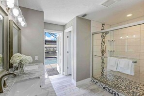 Bathtub, hair dryer, towels