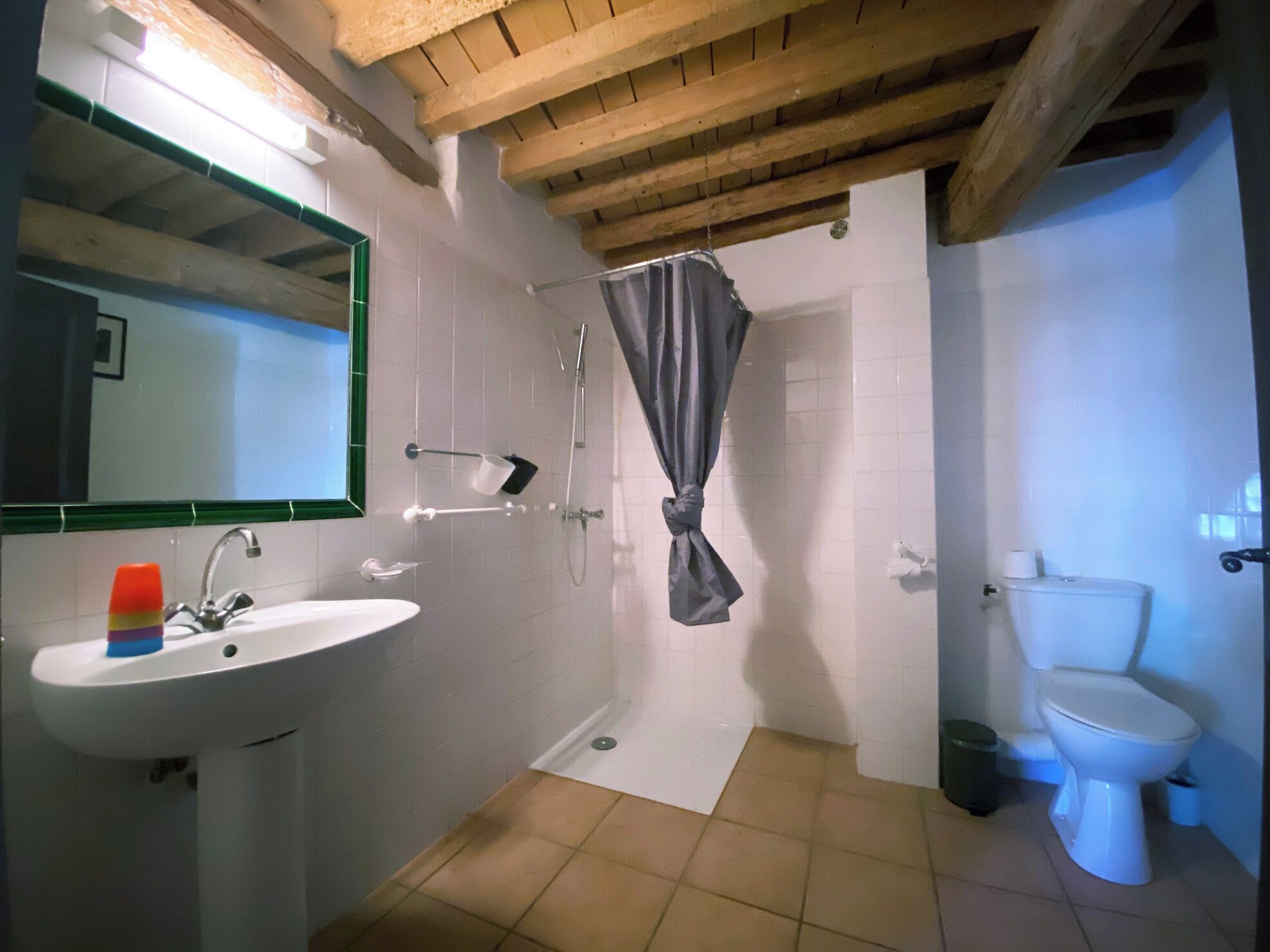Habitación triple estándar | Baño | Ducha, secador de pelo, toallas y jabón