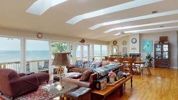 TV, foosball, table tennis, books