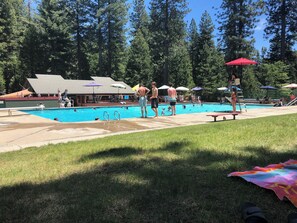 Outdoor pool, a heated pool - Bear's Lair, pets welcome! 25 min from Bear Valley ski resort and snow parks (Camp Connell)