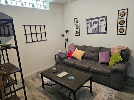 Living area. Stay in this Unique SE Iowa Apt