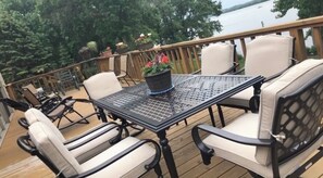 Outdoor dining - Spacious home with a large deck and ample space for beautiful sunset viewing! (Ortonville)
