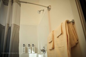 Hair dryer, bidet, towels, soap