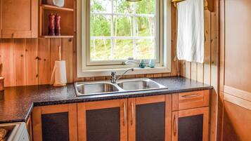 Fridge, oven, stovetop, coffee/tea maker