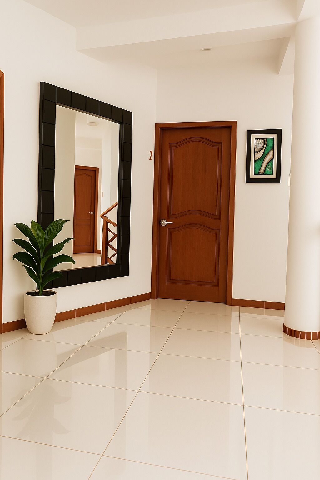 Flat-screen TV, heated floors, printers