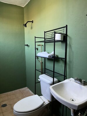 Serviettes fournies, savon, shampoing, papier toilette