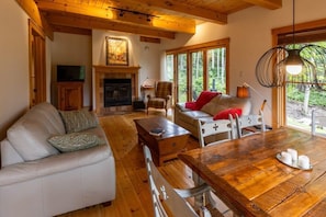 Televisión y chimenea