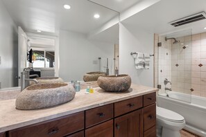 Hair dryer, towels