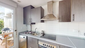 Fridge, microwave, oven, dishwasher